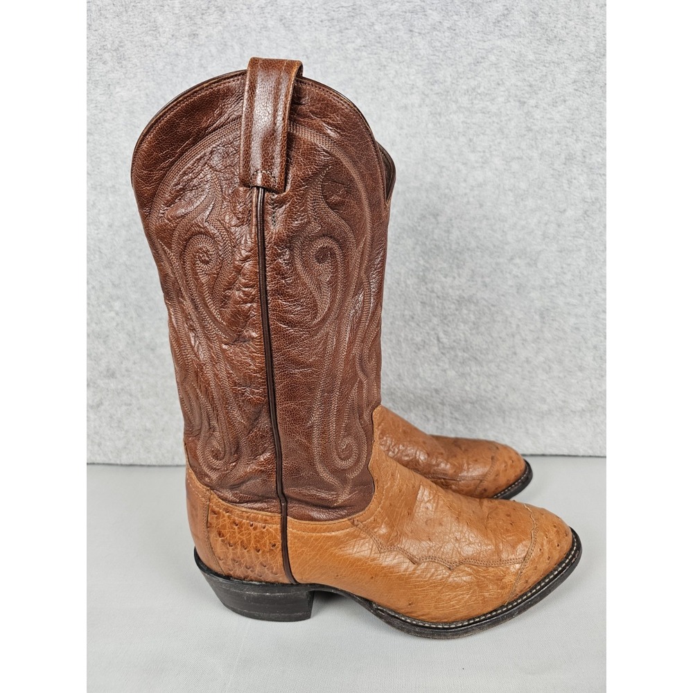 Tony Lama CZ906 Smooth  Ostrich Quill Cowboy Boots Mens 10 D Peanut Brittle - Picture 3 of 16